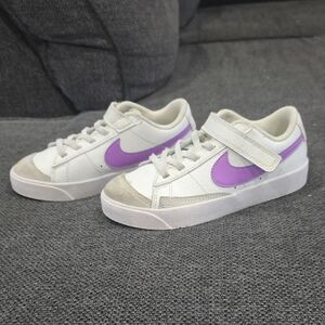Kids 13C, White and Purple Nike Sneakers